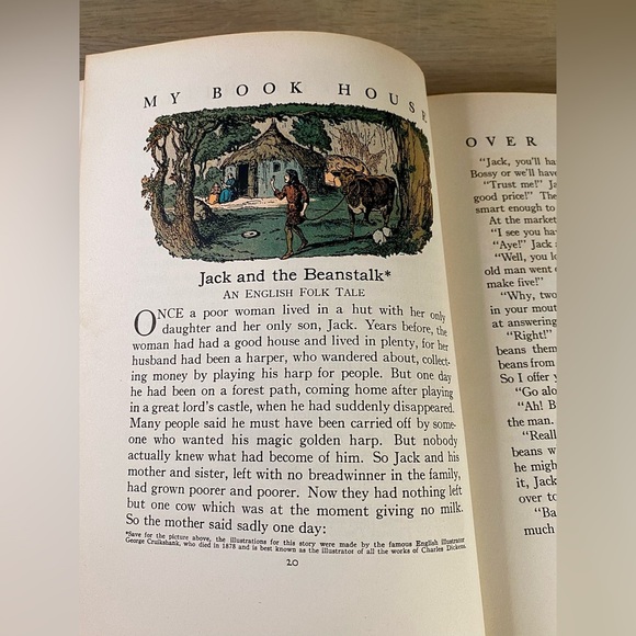 Old OVER THE HILLS OF MY BOOK HOUSE Book FAIRY TALES JACK / BEANSTALK THUMBELINA - Picture 11 of 14